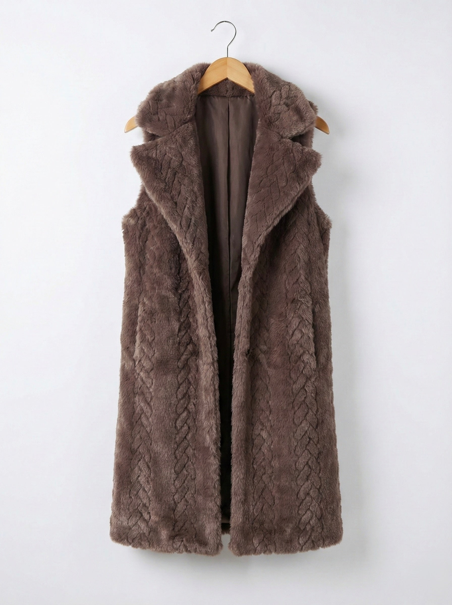 The Prato Cable-Texture Faux Fur Gilet