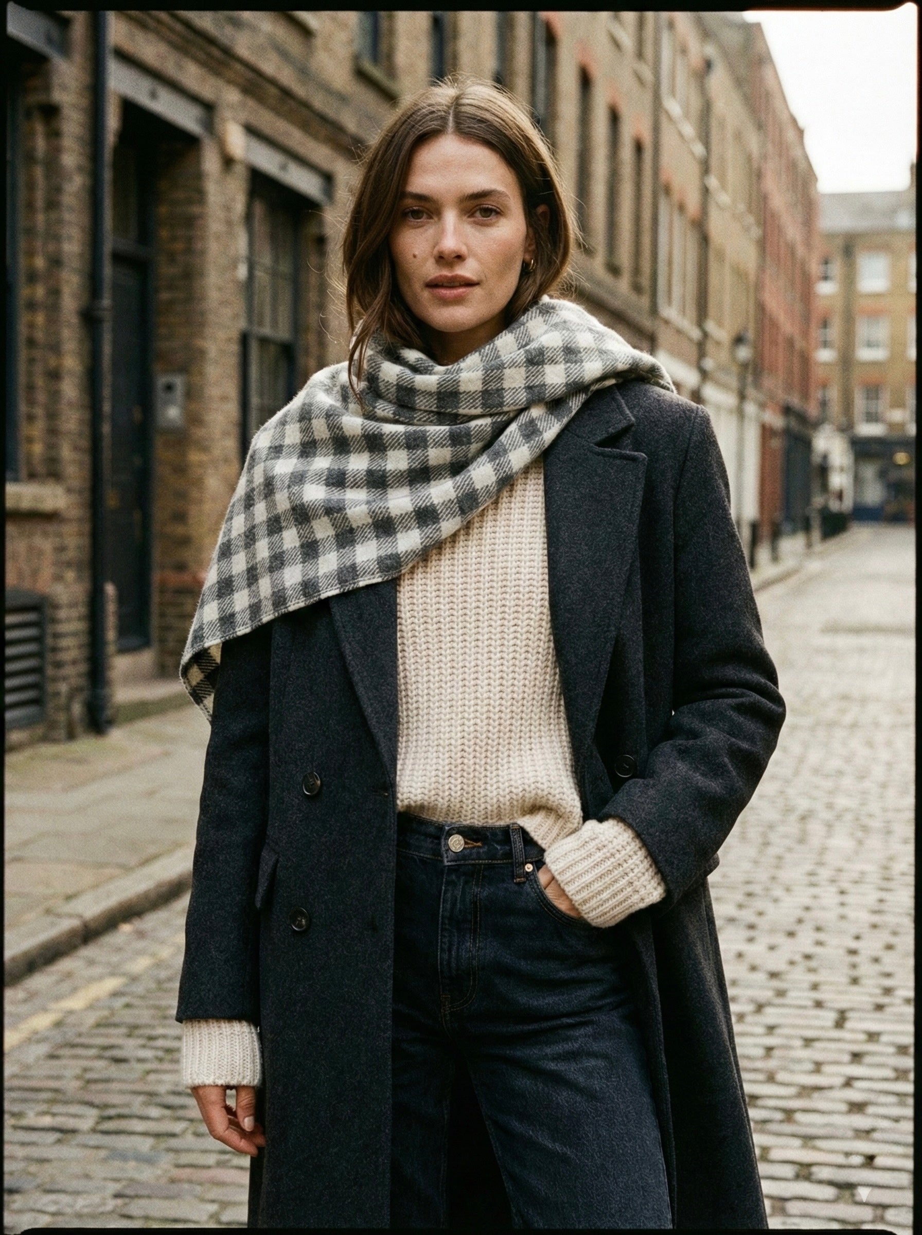 The Luxe Gingham Wool-Blend Wrap
