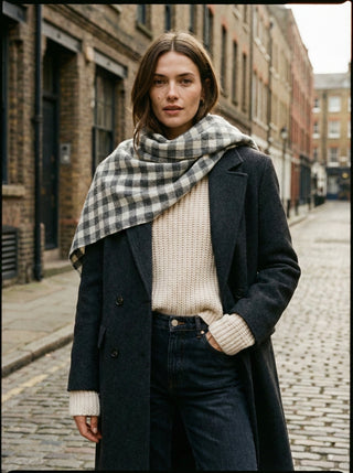 The Luxe Gingham Wool-Blend Wrap