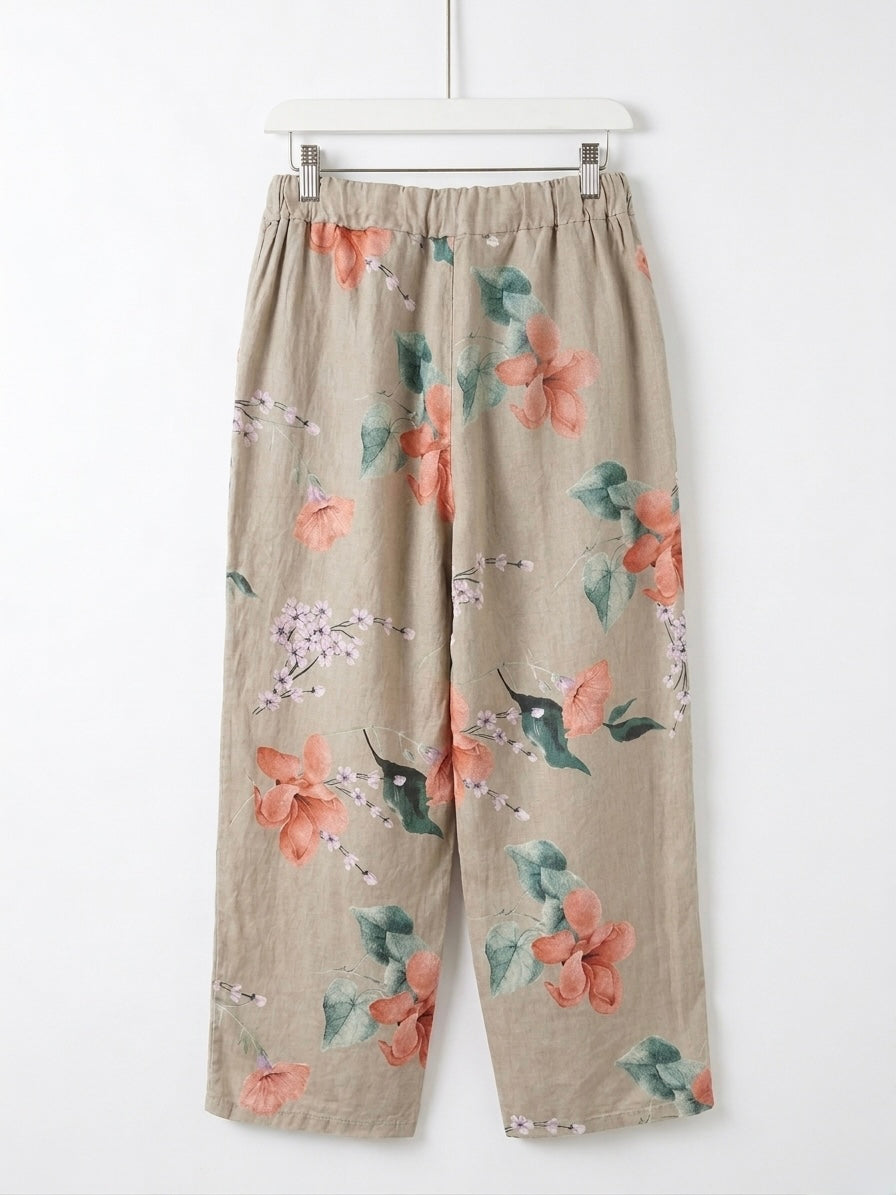 The Islandia Wide-Leg Linen Pant- light taupe