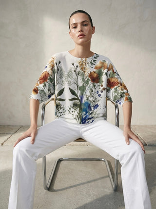 Draped Art Top- Wildflower Print