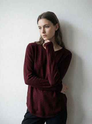 The Italian Soft Scoop Neck Sweater- Burgundy