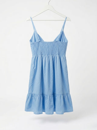 Sky Blue Eyelet Smocked Mini Dress