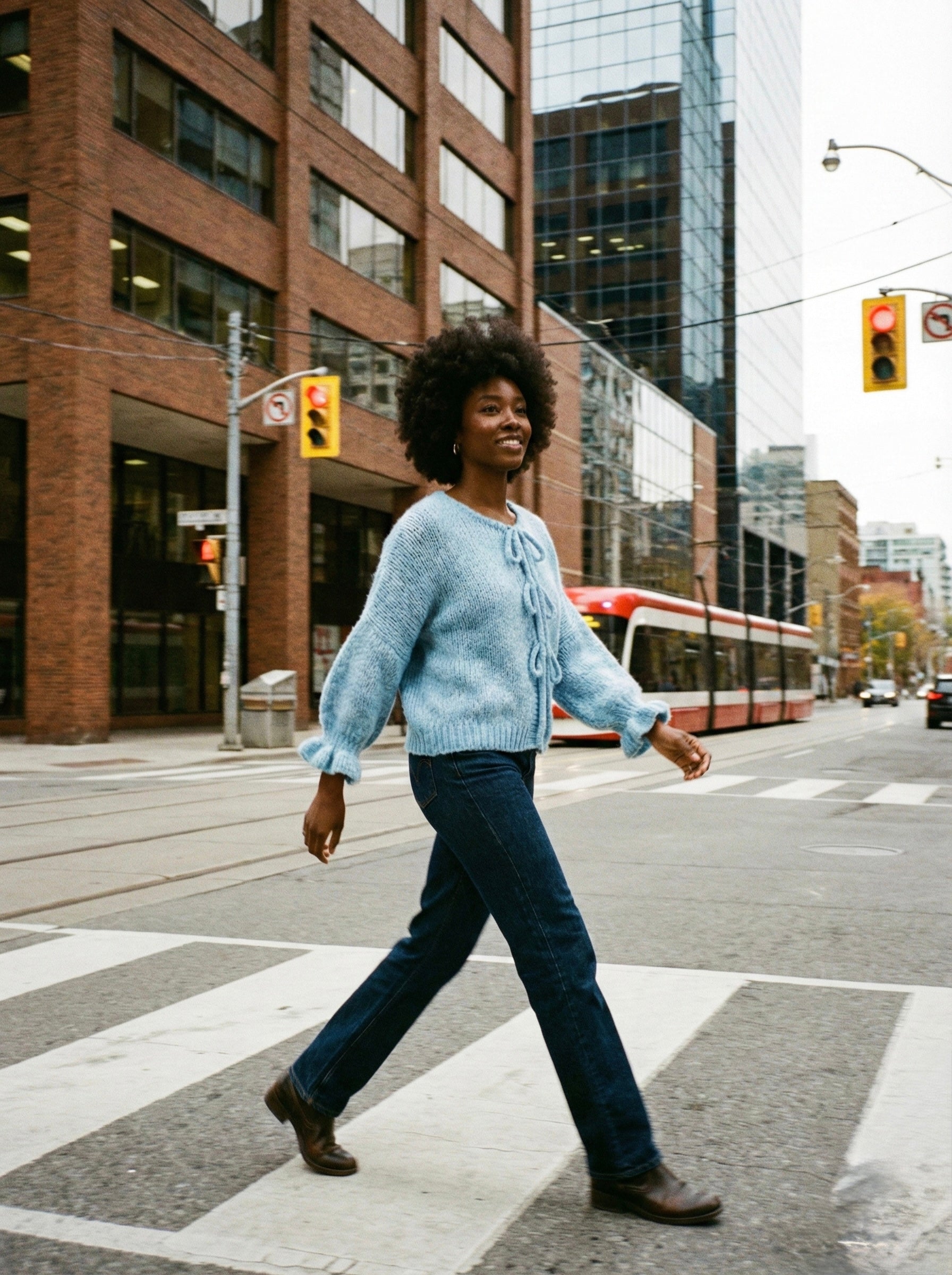 The Coquette Tie-Front Cardigan- Powder Blue