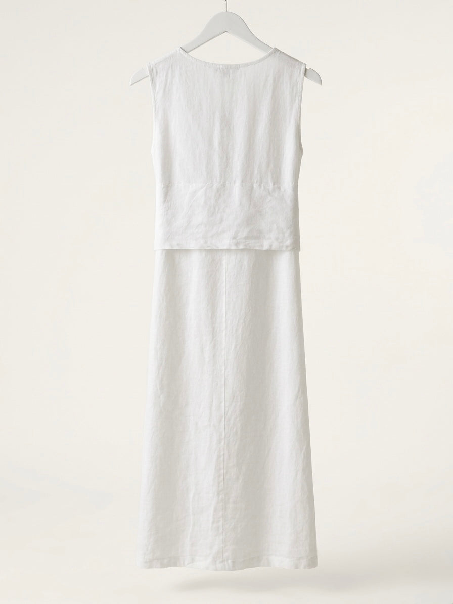 Isla Tie-Front Linen Maxi Dress- Antique White