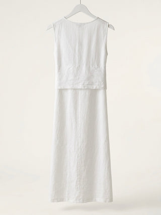 Isla Tie-Front Linen Maxi Dress- Antique White