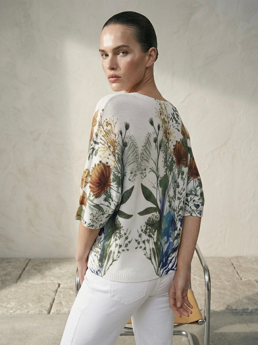 Draped Art Top- Wildflower Print