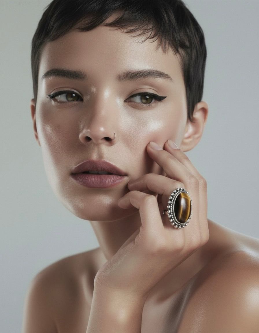 The Aurelian Eye: Adjustable Tiger’s Eye Statement Ring