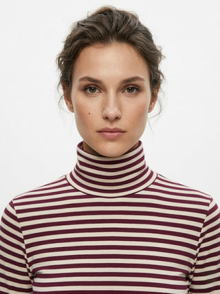 The Elara Striped Turtleneck