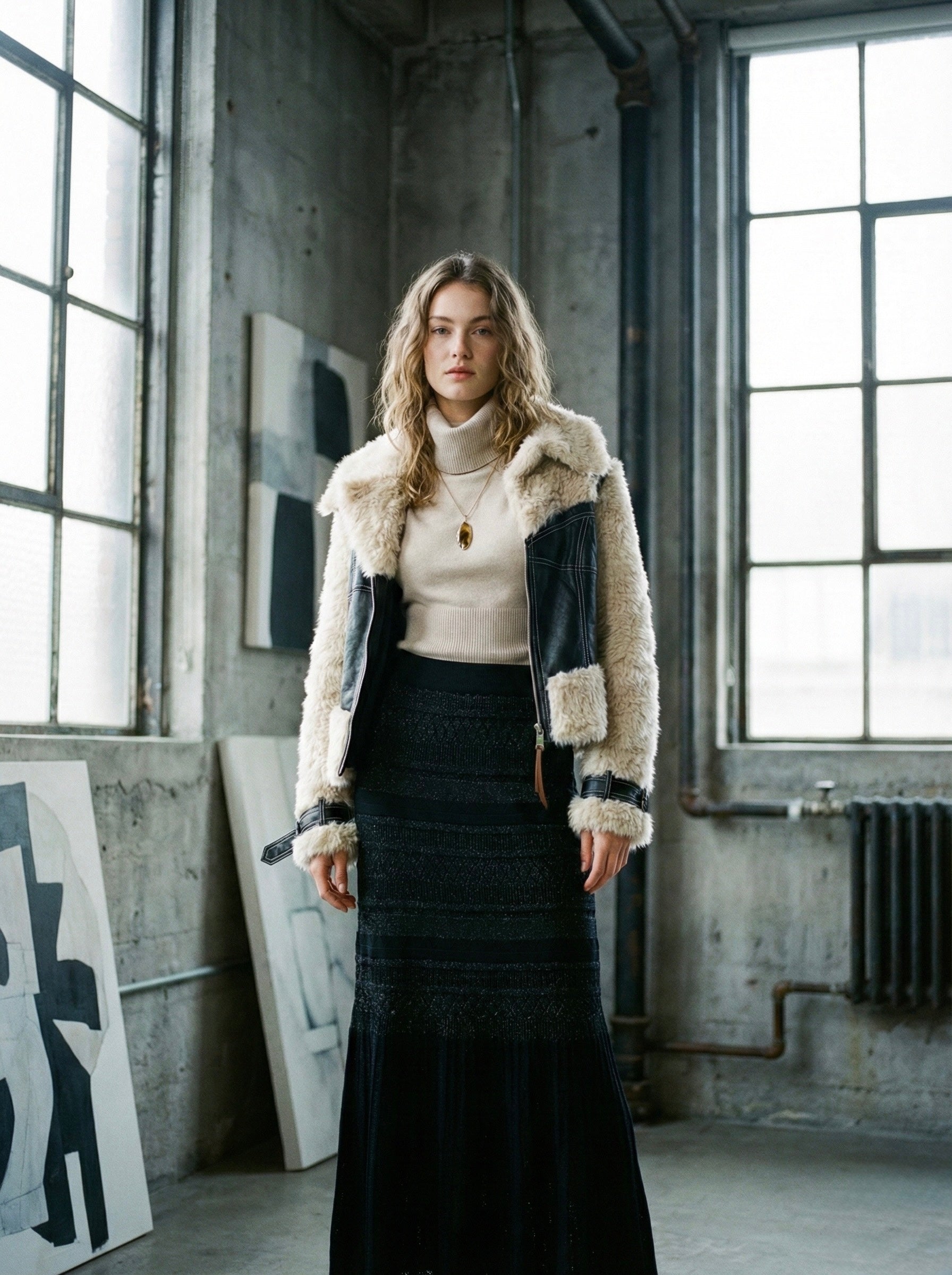 The Midnight Shimmer Textured Knit Skirt