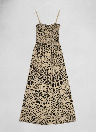 Capri Leopard Smocked Maxi Dress