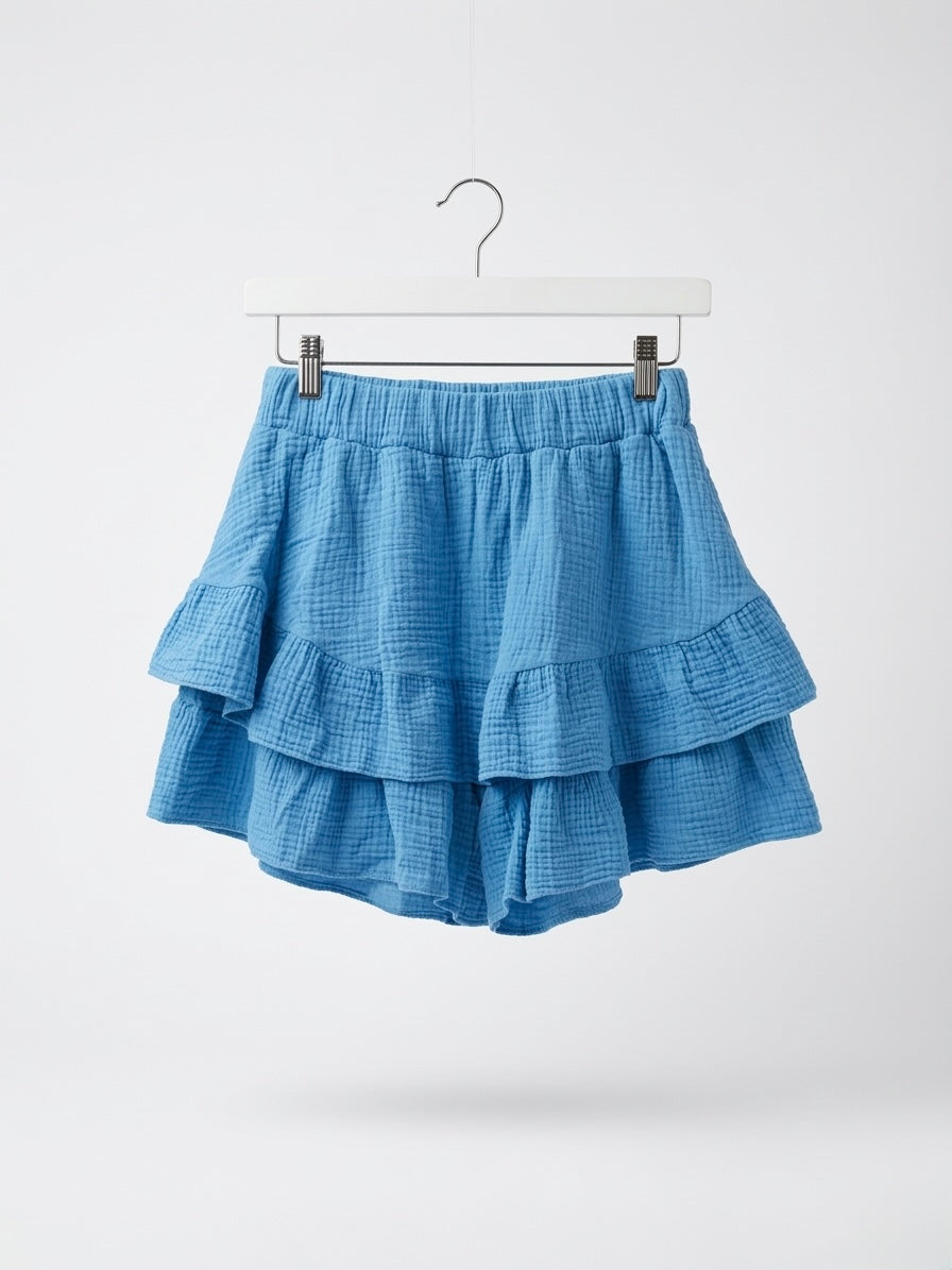The Daydreamer Ruffled Skort- Blue