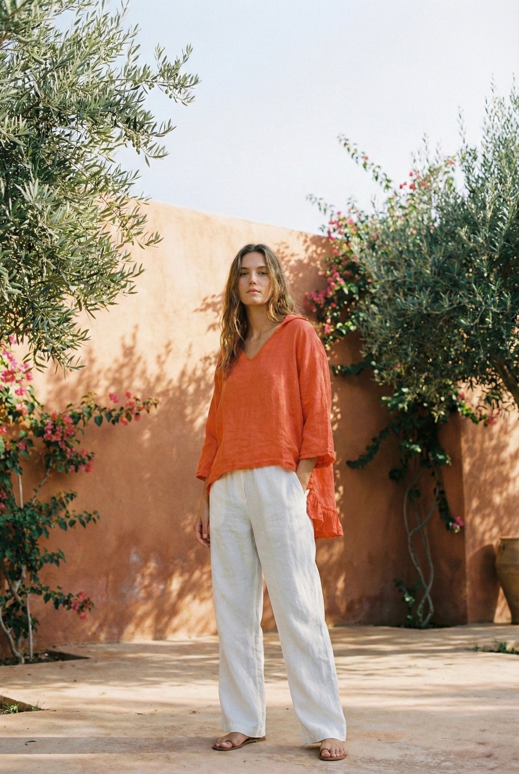 The Sunset Boho Linen Blouse