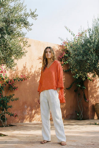 The Sunset Boho Linen Blouse