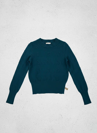 The Teal Textured Bobble-Knit Pullover