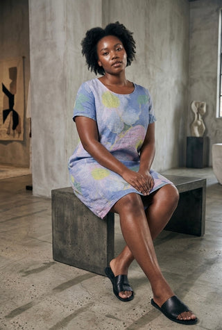Linen/Cotton Blend Shift Dress- Watercolour Meadow