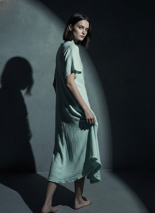 Seaside Escape Linen Dress- Turquoise