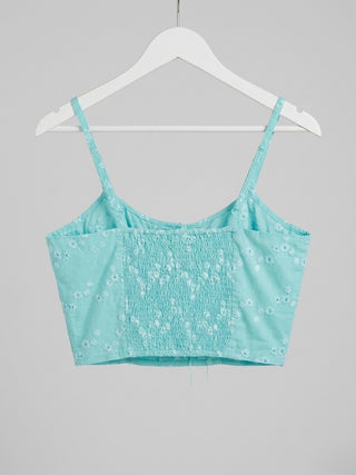 The Azure Eyelet Set- Pastel Turquoise