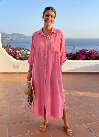 Coastal Breeze Cotton Shirt Dress