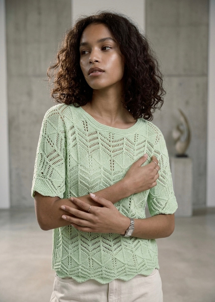 The Capri Chevron Knit Top- Pistachio Sorbet