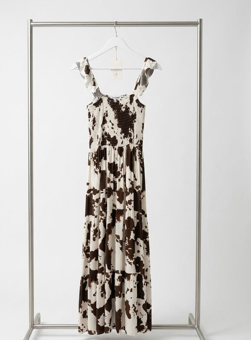 Smocked Maxi Dress-Chocolate Brown