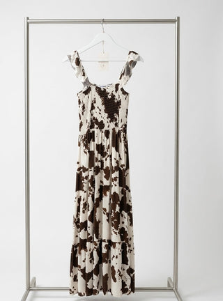 Smocked Maxi Dress-Chocolate Brown