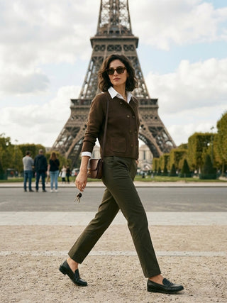 Chocolate Brown Double-Breasted Knit Cardigan