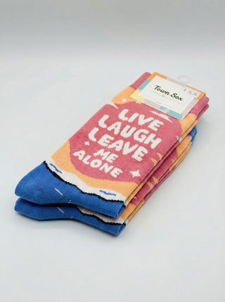 Live, Laugh, Leave Me Alone Crew Socks