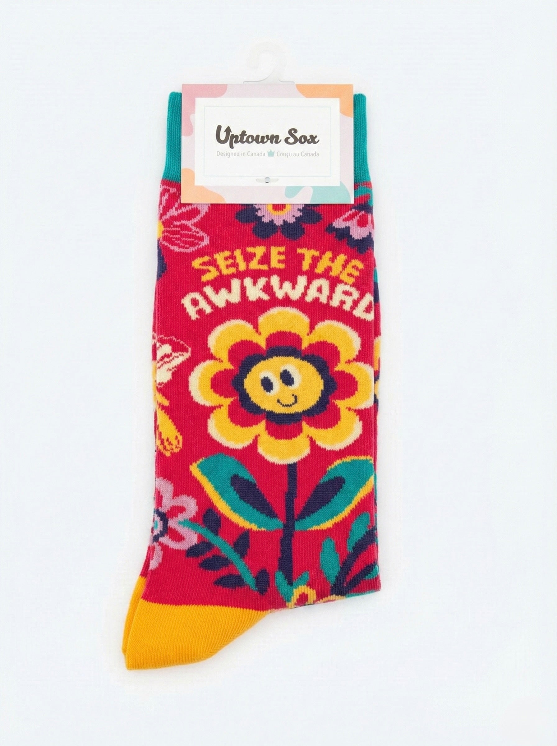 Seize the Awkward Floral Crew Socks by Uptown Sox