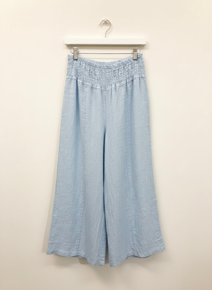Linen Wide-Leg Breeze Pants- Powder Blue