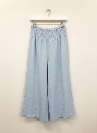 Linen Wide-Leg Breeze Pants- Powder Blue