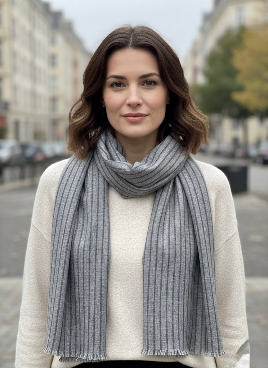 Cashmere Blend Pinstripe Scarf