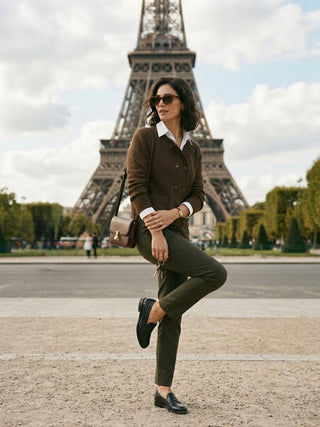 Chocolate Brown Double-Breasted Knit Cardigan