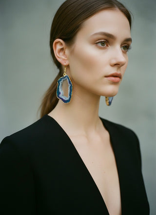 Half Solar Earring - Royal Azure & Gold