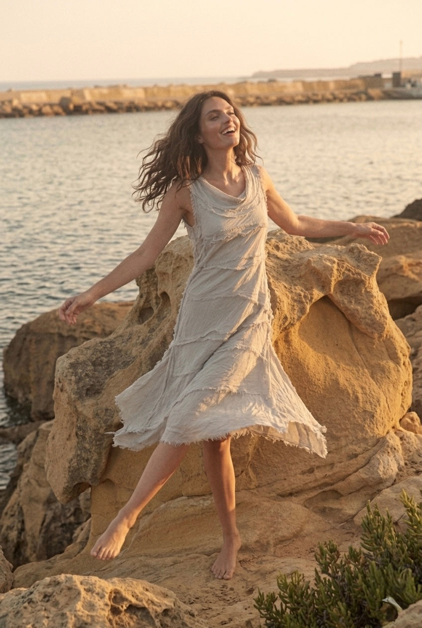 Positano Tiered Short Silk Maxi Dress- Smocked white