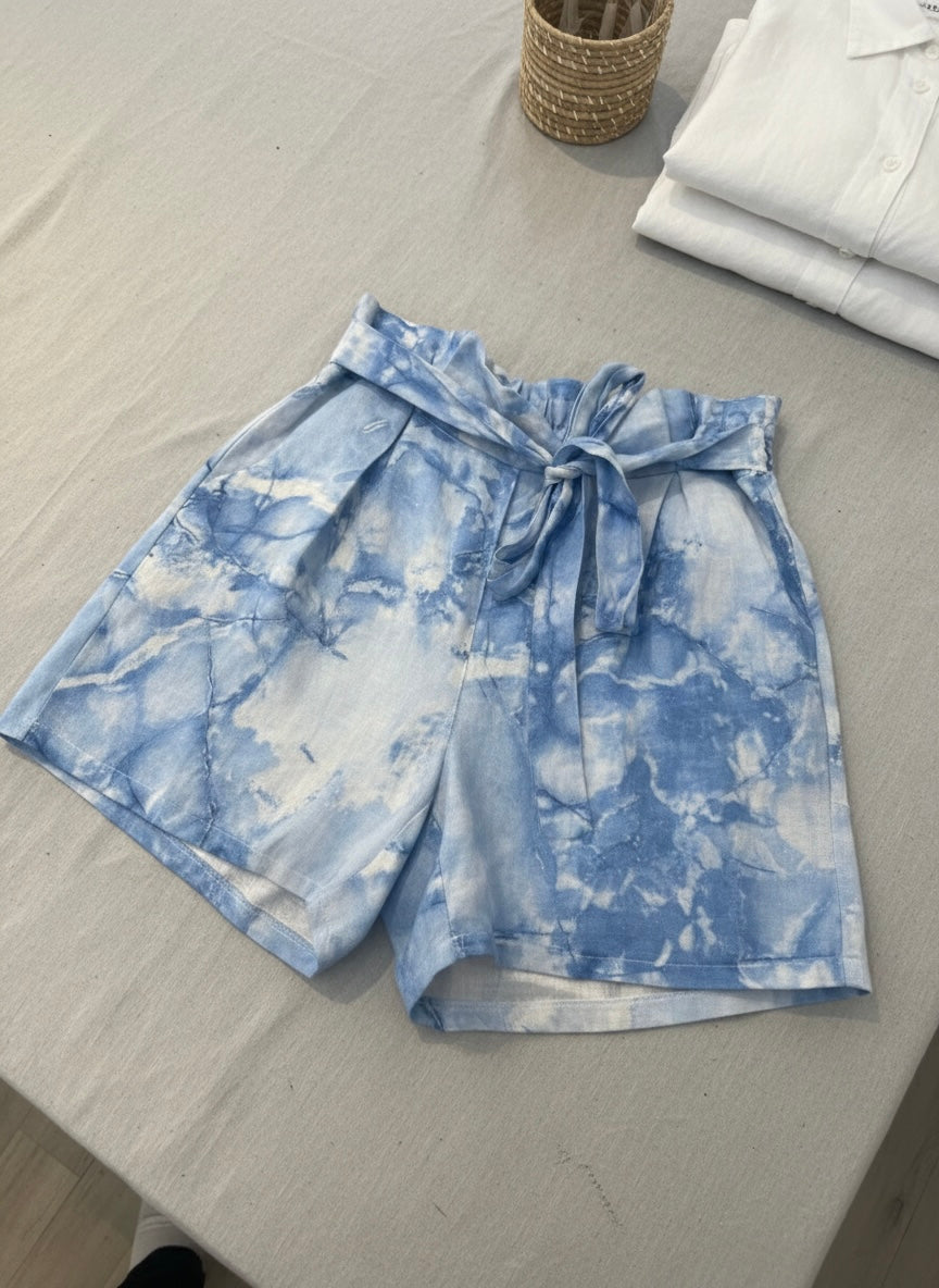 The Aria Marble Shorts- Blue