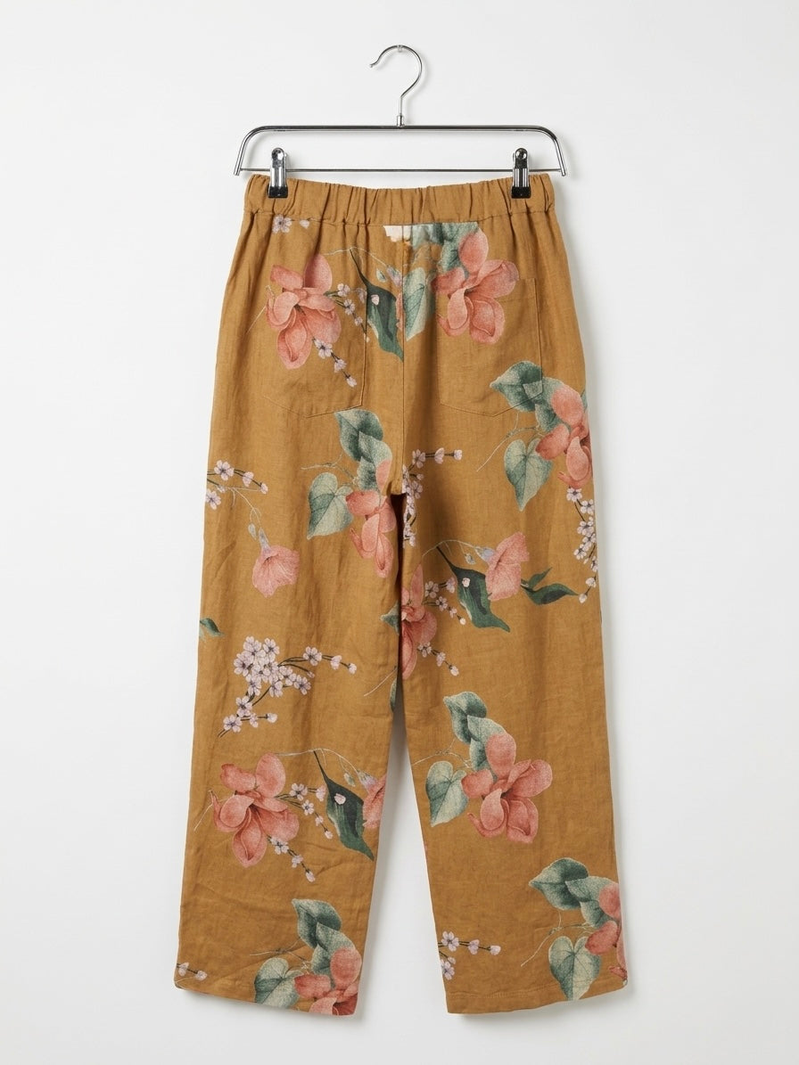 The Islandia Wide-Leg Linen Pant- Tan