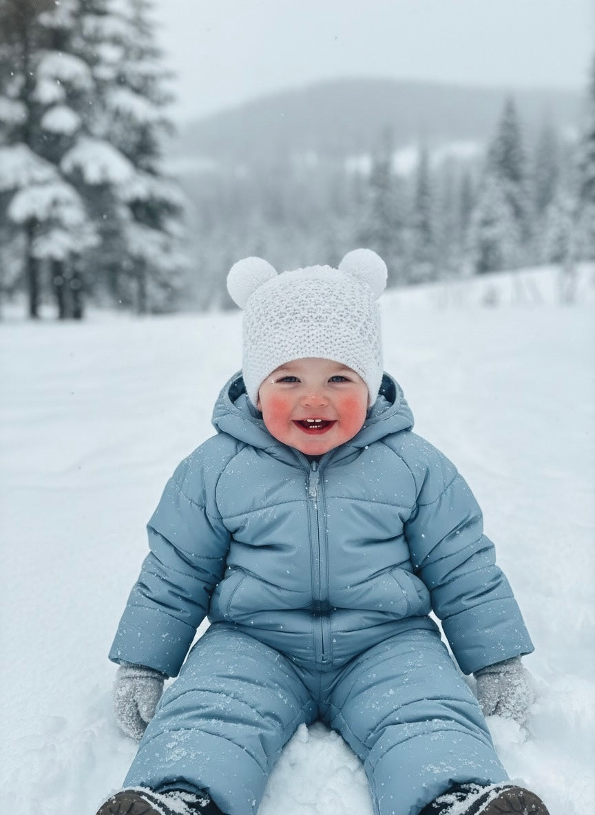 Millymook "Kylie" Baby Pom Pom Beanie (White)