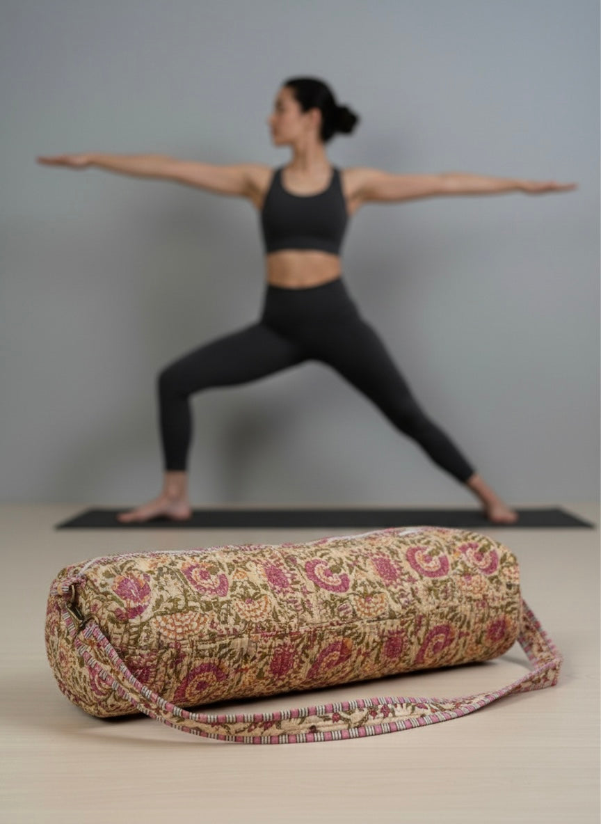Boho Floral Quilted Yoga Mat Bag