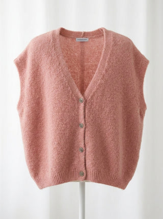 Cloud-Soft Alpaca Blend Button-Front Vest- Dusty Rose