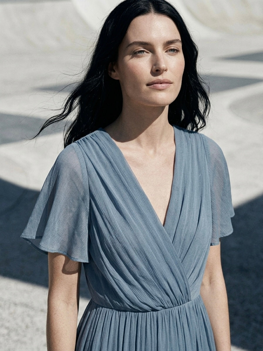 The Azure Silk-Blend Maxi Dress