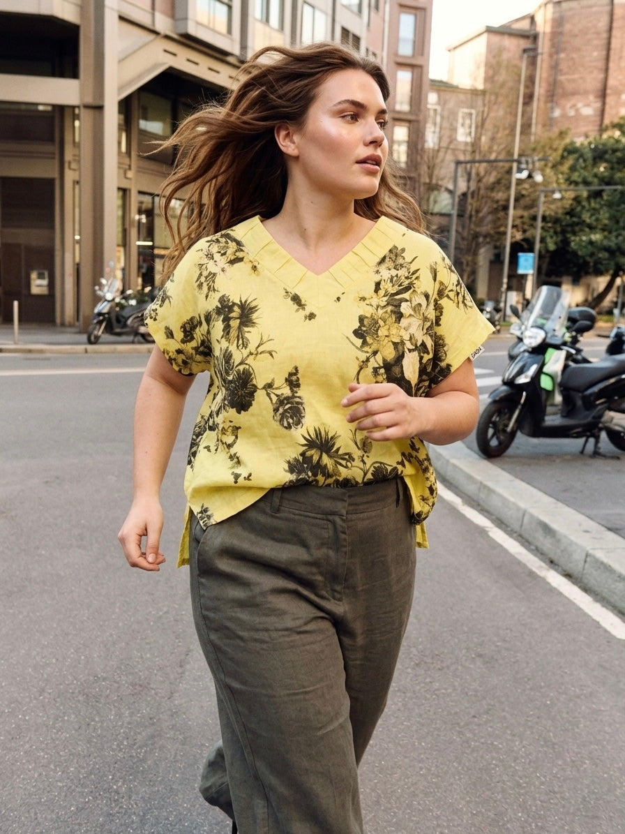 Siena Floral Italian Linen Top
