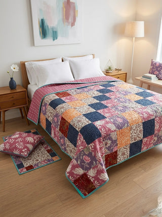 Bohemian Reversible Patchwork Quilt- Queen Size