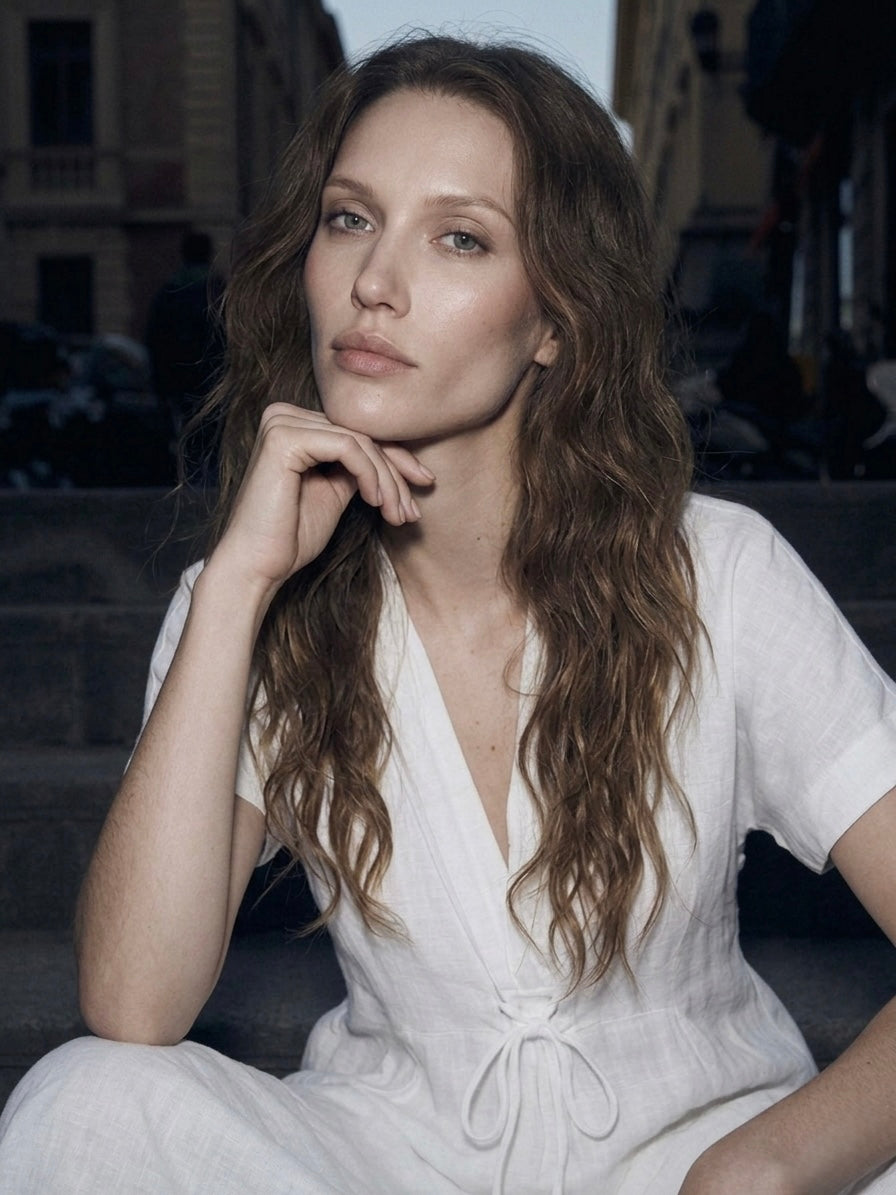 The Portofino Drawstring Midi- Antique White