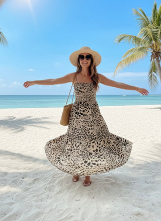 Capri Leopard Smocked Maxi Dress