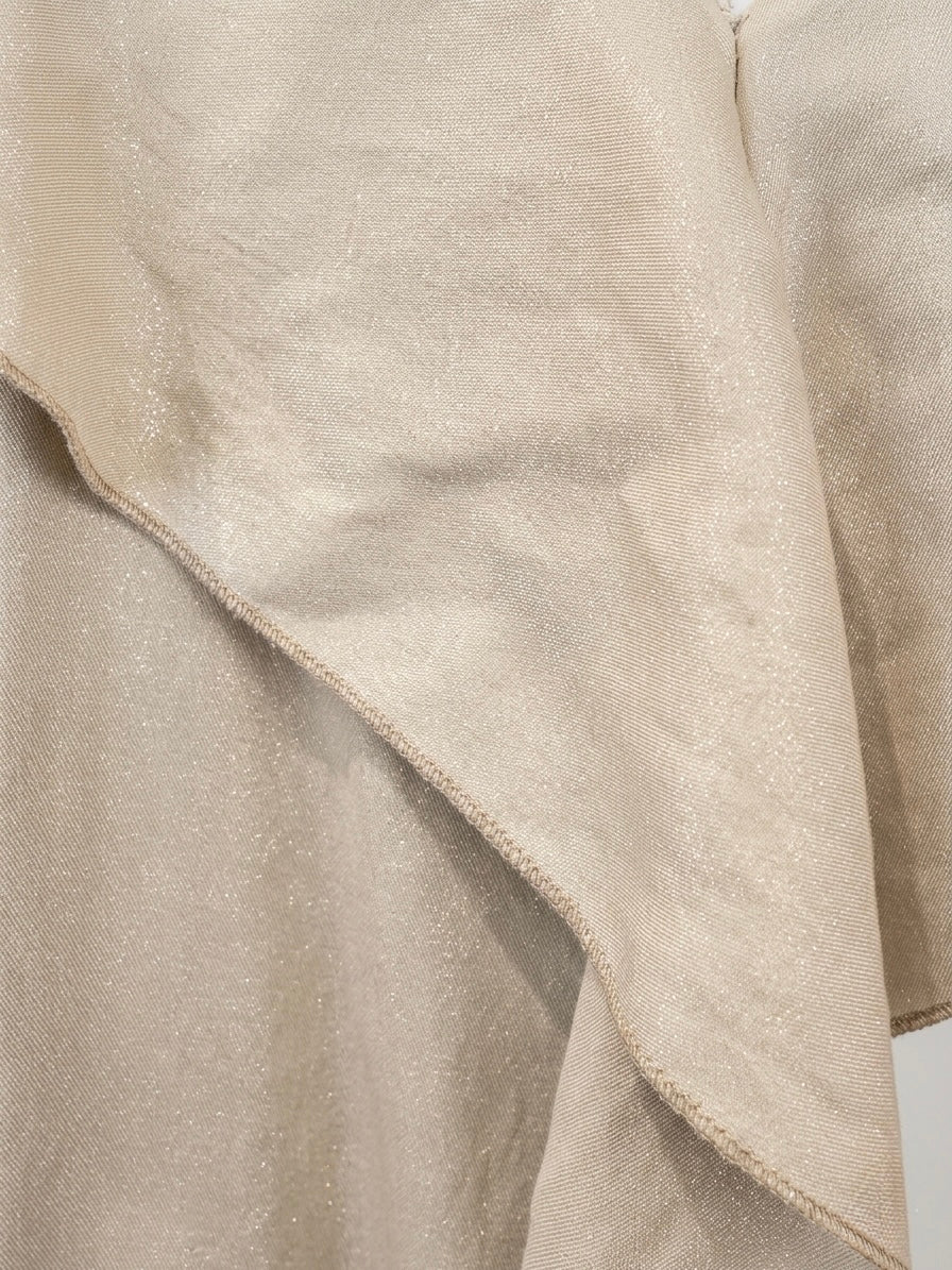 Shimmer Ruffle Mini Dress- Pearl Sand