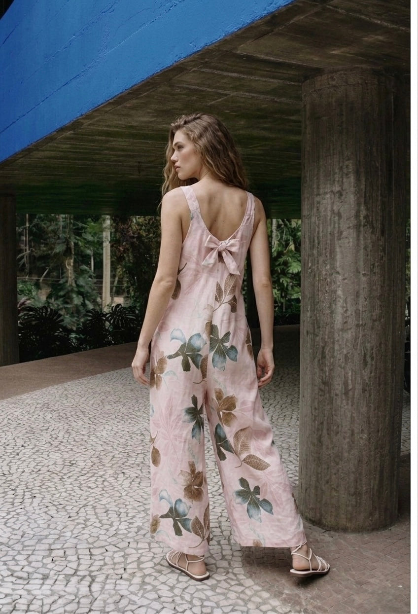 ROSA PALM LINEN JUMPSUIT