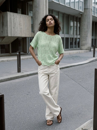 The Capri Chevron Knit Top- Pistachio Sorbet