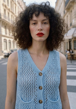 Sky Blue Crochet Knit Vest