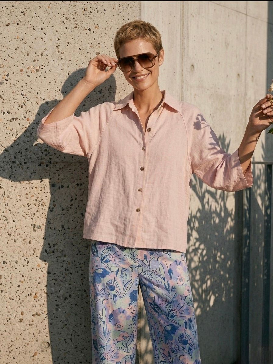 The Lucia Over-shirt- Petal Pink